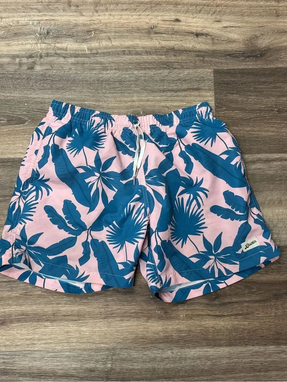 Bather Tropical Palms Swim Trunks Pink/Blue Men’s Medium